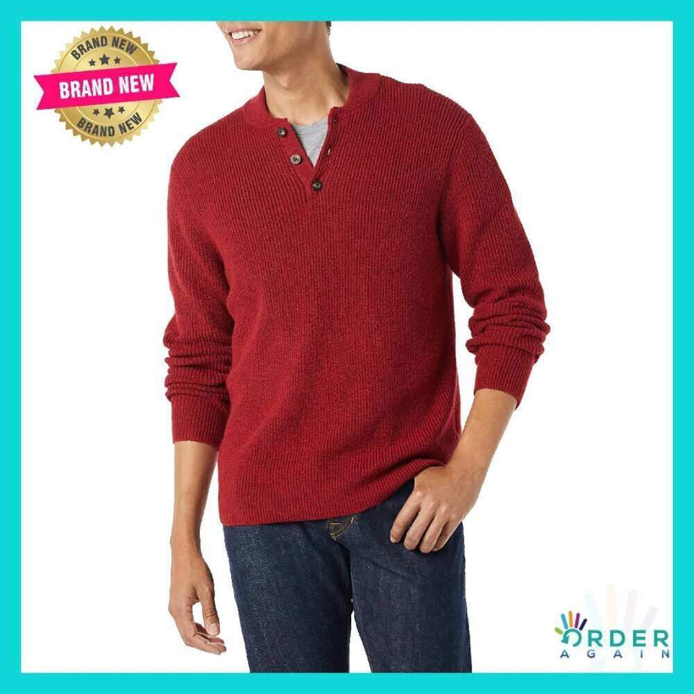 Men's Long Sleeve Henley Sweater Soft Touch Classic Fit Layering Essential